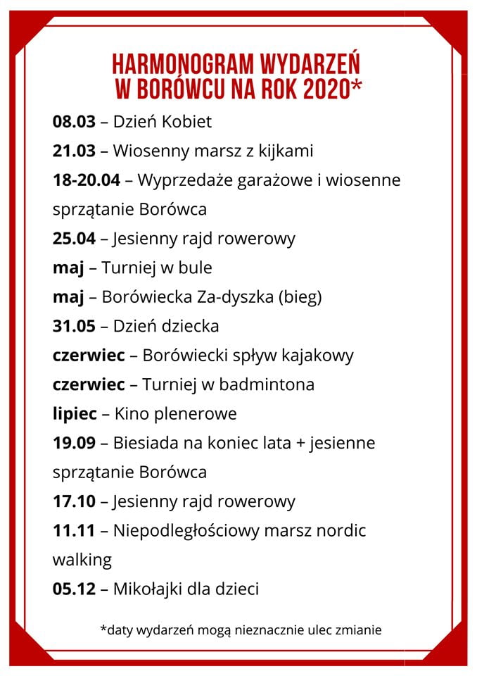 harmonogram borowiec