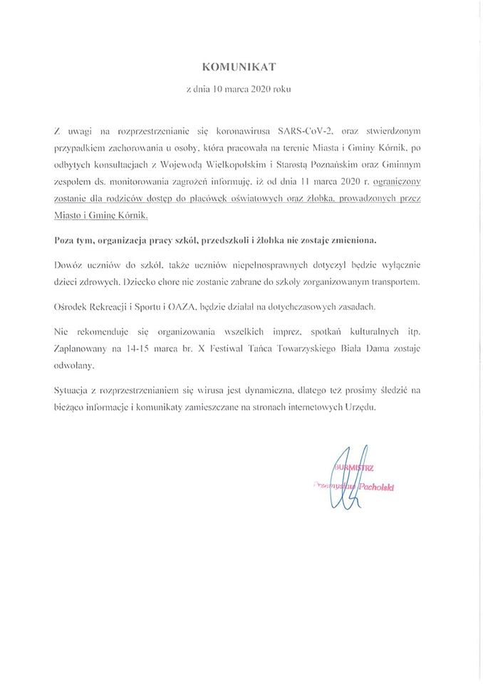 oświadczenie kórnik