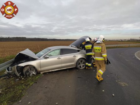 Żerniki – wypadek na rondzie osp kornik zerniki wypadek