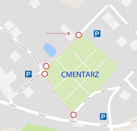 Wszystkich Świętych – Cmentarz w Kórniku. Zamknięta ulica. cmentarz kórnik, organizacja ruchu, zamknięta ulica, kornik