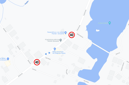 szczytniki ulica jeziorna ograniczenie prędkości 40