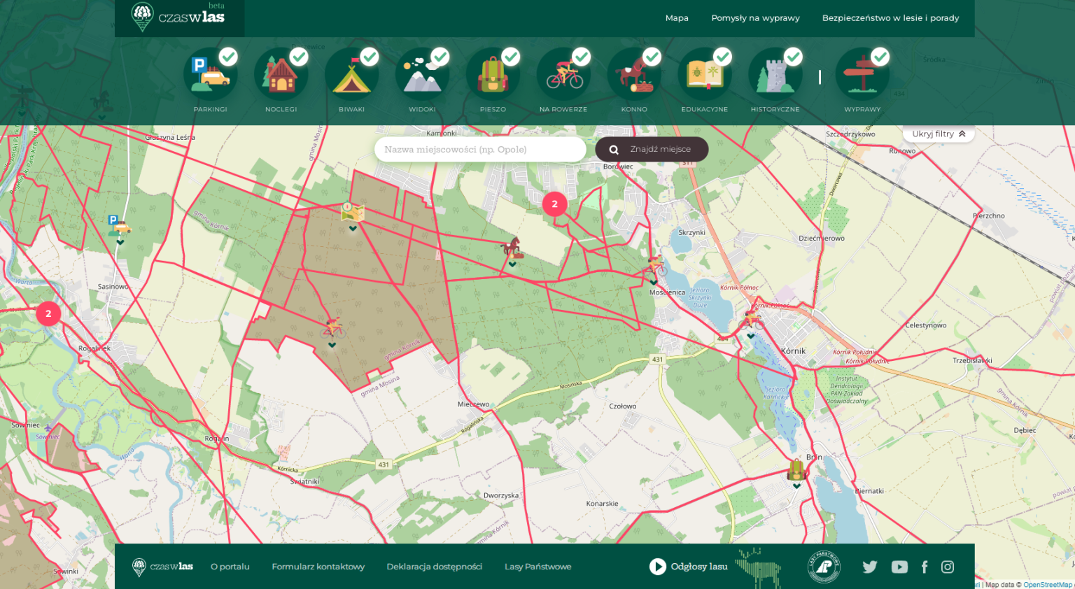 czaswlas - mapa i przewodnik turystyczny - szlaki gmina kórnik