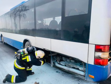 pożar autobusu, osp kleszczewo, kombus linia 24, środa wielkopolska