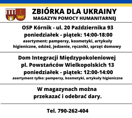 Funkcjonowanie Miejskiego Punktu Pomocy Rzeczowej w Kórniku urząd miasta kórnik pomoc ukrainie