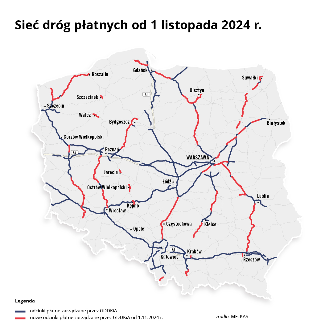 Nowe płatne drogi w systemie e-TOLL od 1 listopada 2024 1 e toll oplaty drogi w polsce