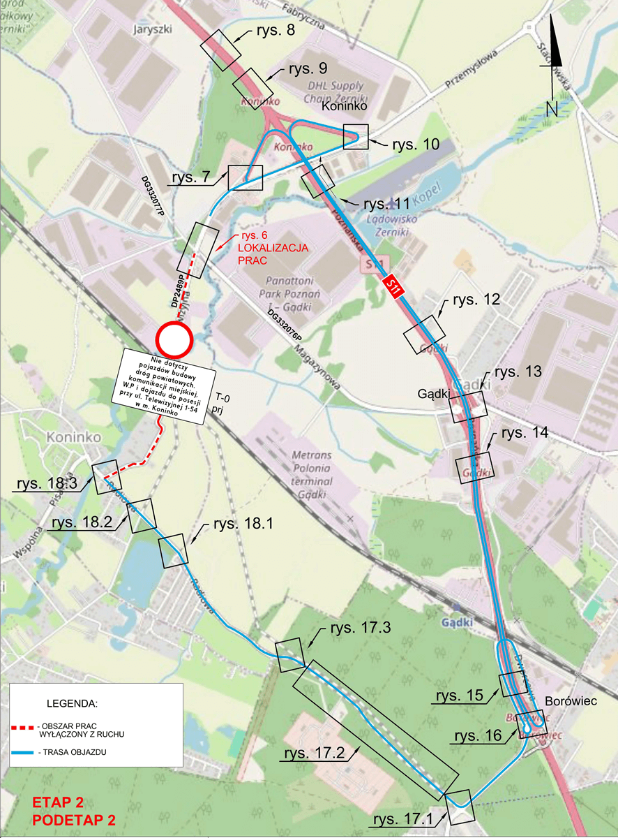 Koninko: zamknięcie ul. Telewizyjnej od 3 listopada. Sprawdź objazd. 1 zamknieta ulica telewizyjna koninko objazd prace drogowe krzesiny borowiec s11 poznan