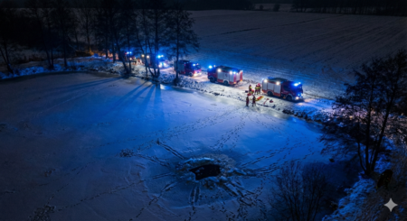 Tragedia w Radzewie: Załamanie lodu na stawie. Trwa walka o życie 1767120541499