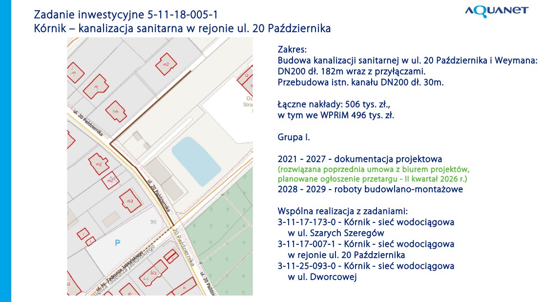 aquanet kornik kanalizacja 20 pazdziernika