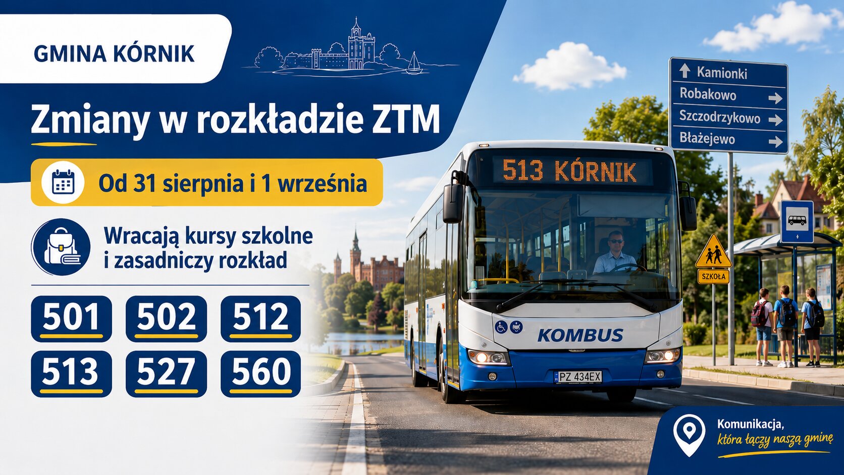 kombus ztm zmiana rozkladu jazdy 513 kornik