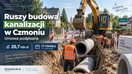 Kanalizacja sanitarna w Czmoniu. Podpisano umowę za ponad 20,7 mln zł 1000043362