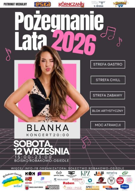 Pożegnanie Lata 2026 w Robakowie. Blanka gwiazdą wieczoru! plakat robakowo pozegnanie lata blanka