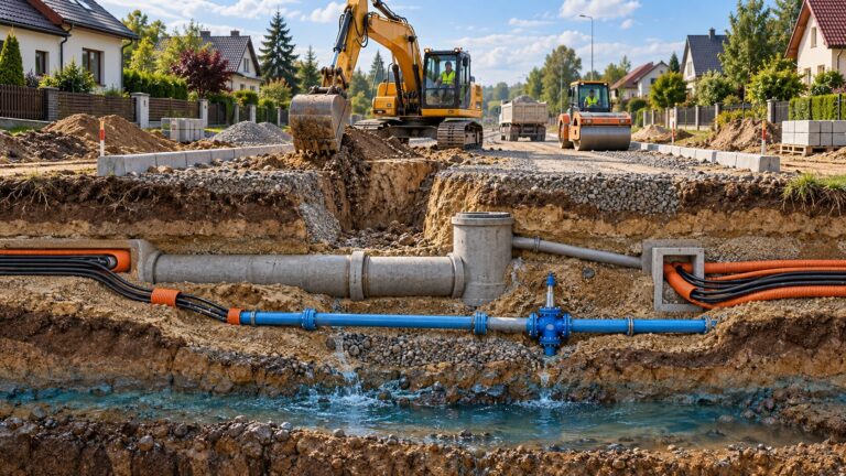 Ilustracja poglądowa pokazująca infrastrukturę i warunki ukryte pod powierzchnią drog